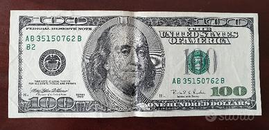 100 Dollari Americani anno 1996 serie AB35150762 B