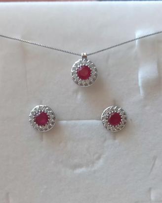 Collier ed orecchini in oro bianco 18 kt