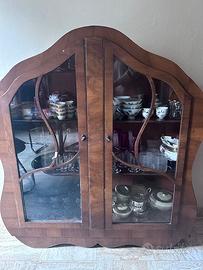 Vetrina Art Deco in legno di noce