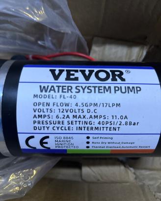 Pompa acqua  VEVOR 12V 17 L/min 40PSI camper/barca