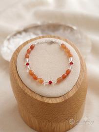 bracciale in agata e quarzo ialino