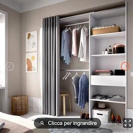Armadio regolabile 160x205 h cm in legno con tenda