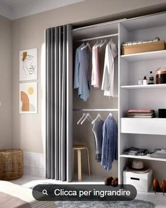 Armadio regolabile 160x205 h cm in legno con tenda