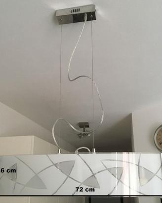 Lampadario a sospensione in vetro e acciaio