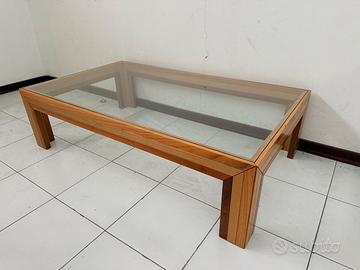 Tavolino da Salotto Vintage in Legno e Vetro