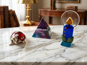 oggetti argento ,vetro di murano ,fluorite