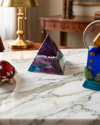 oggetti argento ,vetro di murano ,fluorite