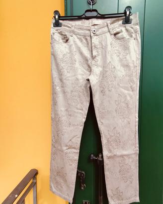 Pantaloni 5 taschi stampa floreale ton sur ton  L