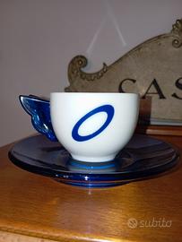 Set vintage 6 Tazzine+piattini blu cobalto Guzzini