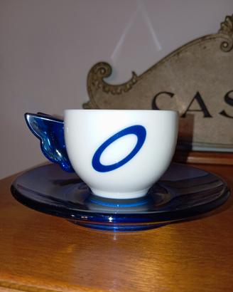 Set vintage 6 Tazzine+piattini blu cobalto Guzzini