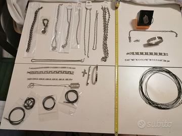 Lotto bracciali collane ciondoli acciaio da uomo