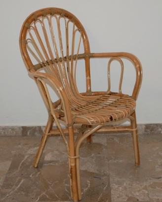 Sedia legno in vimini giunco da giardino soggiorno