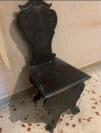Sedia da vestibolo fine 800 in stile barocchetto