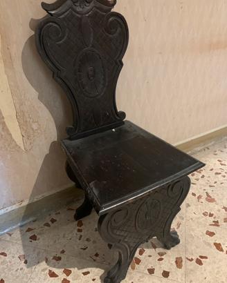 Sedia da vestibolo fine 800 in stile barocchetto