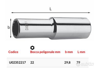 Chiave a bussola prolungata da 22 attacco 1/2 USAG