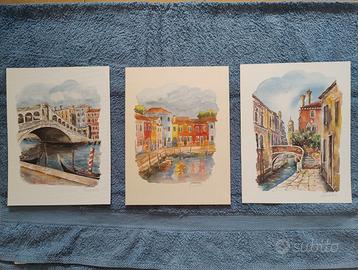 Acquerelli artista pittore Mario Carraro Venezia