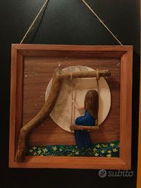 Quadro a rilievo in legno di pino e tiglio