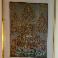 Antico dipinto originale su stoffa "thangka"