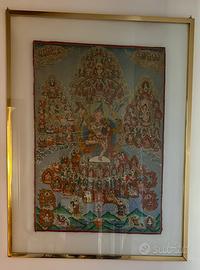 Antico dipinto originale su stoffa "thangka"