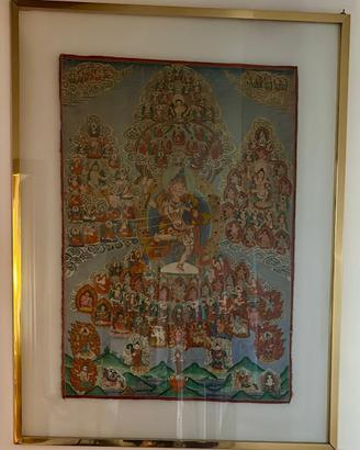 Antico dipinto buddhista su stoffa "thangka"
