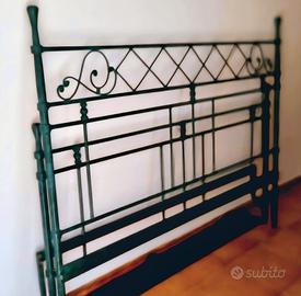 Letto matrimoniale in ferro battuto verde artigian