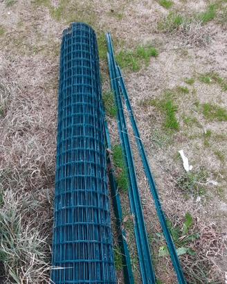 Rete metallica h1.75mt x 25mt + 10 pali h2mt