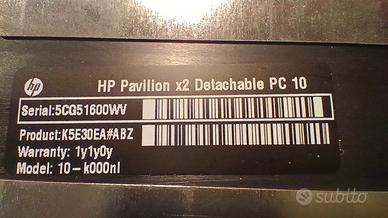 PC HP Pavillion X2 detachable PC