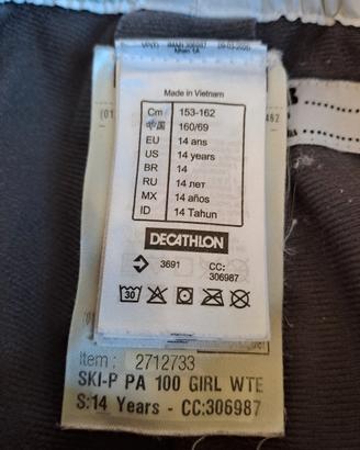 salopette da neve decathlon  10/ 14 anni