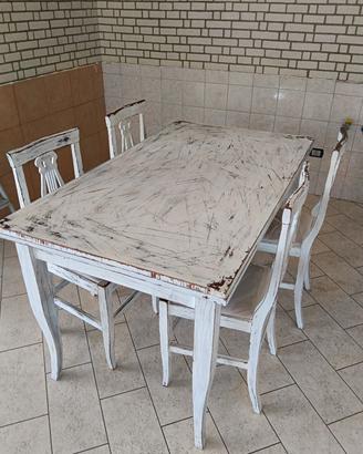 TAVOLO ANTICO IN PIENO LEGNO RESTAURATO