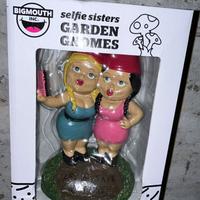 selfie sister garden gnomes