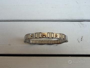 Bracciale Uomo Elastico Acciaio con Delfino Dorato