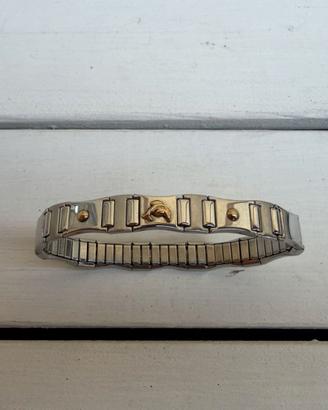 Bracciale Uomo Elastico Acciaio con Delfino Dorato