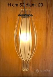 Lampadario in vetro satinato e trasparente