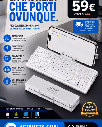 tastiera bluetooth pieghevole per smartphone 