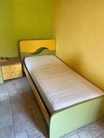 letto singolo completo di rete, materasso  e comod