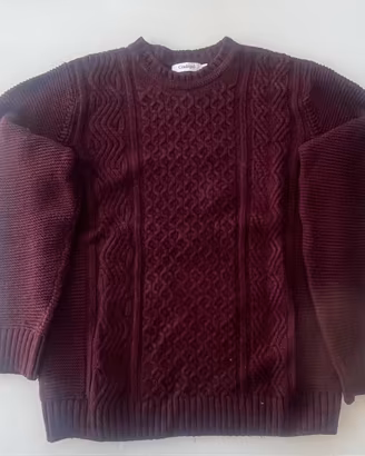 Maglione bordeaux in lana - lavorazione a tracce