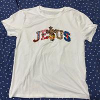 Maglietta T-shirt Donna Bianca Stampa Jesus Taglia