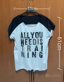 T-shirt sportiva Domyos bicolore bianco e nero 