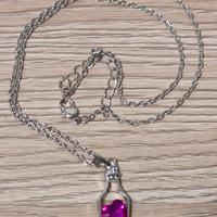Collana  ciondolo a bottiglietta e cristallo cuore