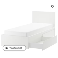 Letto singolo ikea con doghe in legno con cassetto