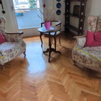 poltrone in legno, foderate: coppia