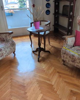 poltrone in legno, foderate: coppia