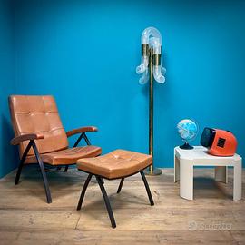 POLTRONA RECLINABILE MIDCENTURY CON POGGIAPIEDI