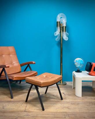 POLTRONA RECLINABILE MIDCENTURY CON POGGIAPIEDI