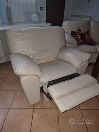 Poltrona Relax Reclinabile in Pelle – Colore Beige