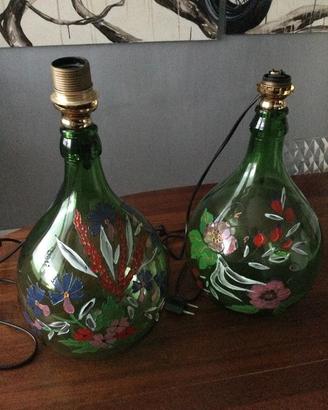 Damigiana dipinta a mano con kit lampada.