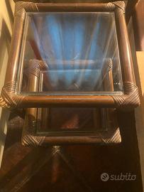 tavolini in vetro e rattan