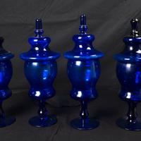 Set 4 Vasi Farmacia Vetro Blu Cobalto Vintage