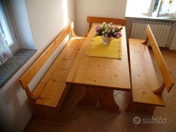 Set Tavolo+Cassepanche ABETE MASSELLO artigianali