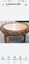 tavolino in vimini e bambù anni 70